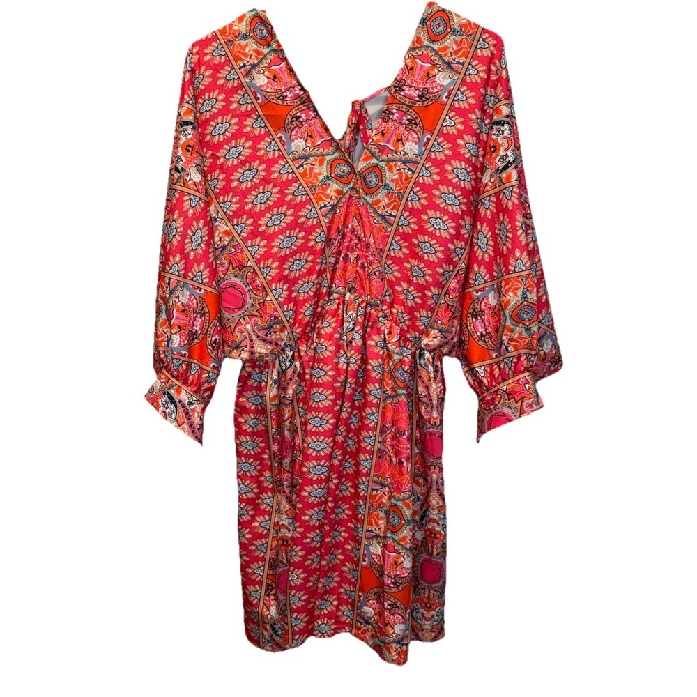 ChicMe Colorful Tie Back 3/4 Sleeve‎ Mini Dress XL Beach Vacation Lightweight